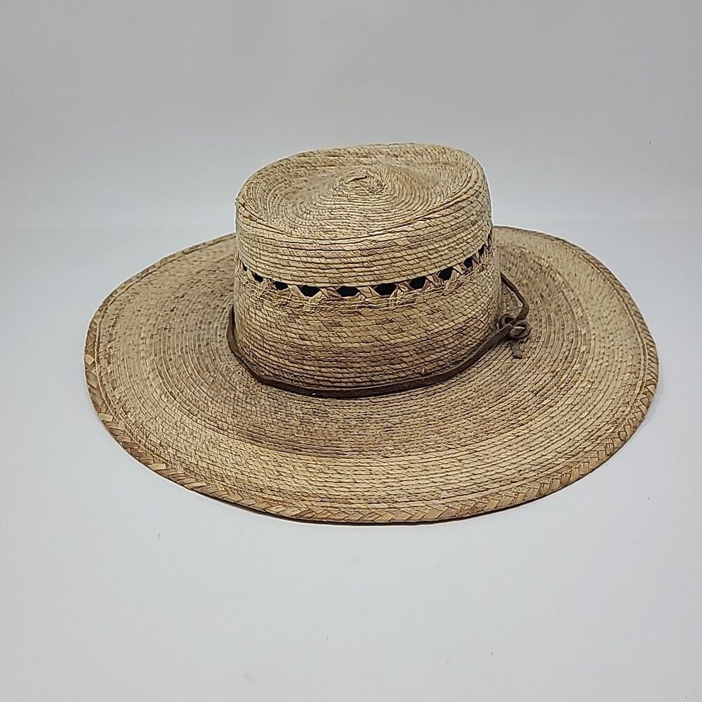 Tula Hats Gardener Straw Wide Brim Hat Lattice Custom Made In Mexico Adjustable